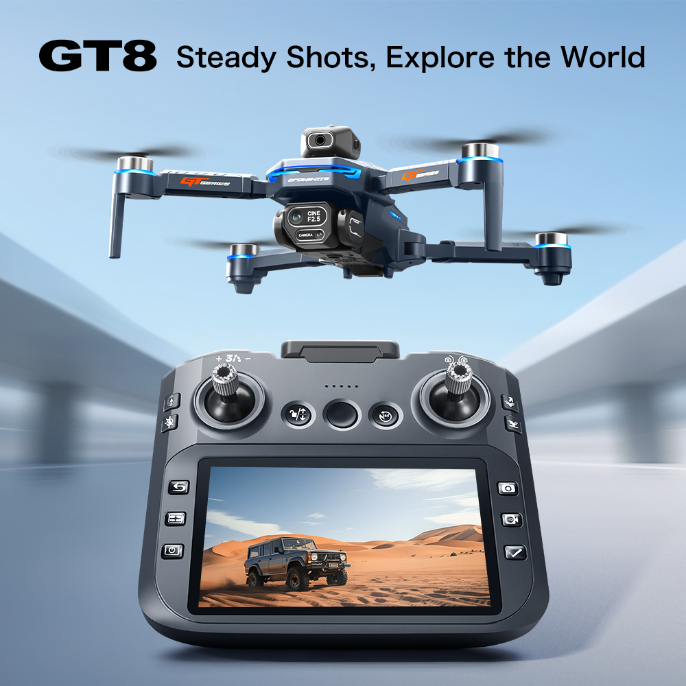 Drone Controller Screen - GT8 Hindernisvermeidungs-Luftdrohne – bürstenloser HD-Quadrocopter mit